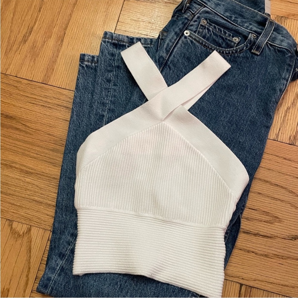 Abercrombie & Fitch Woman’s Knit Criss Cross Crop Top White Size Small - Picture 6 of 14